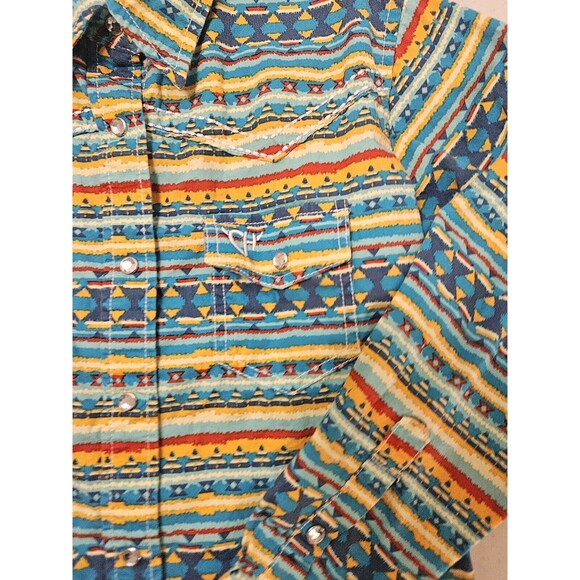 Cowgirl Hardware Western Rodeo Shirt Medium 7/8 Multicolored Pearl Snap Girls - Picture 4 of 5